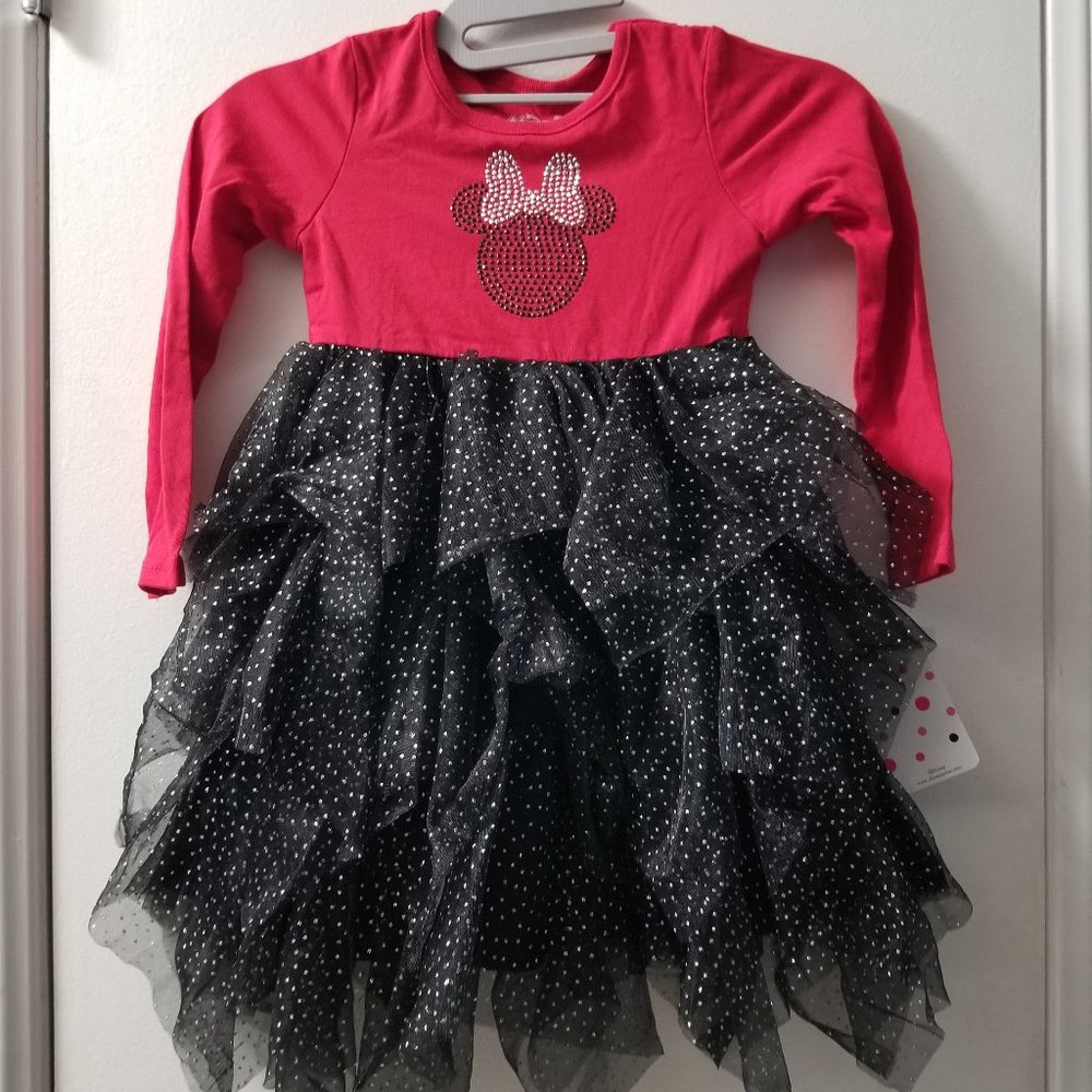 Minnie mouse ruffle mesh dress long sleeve